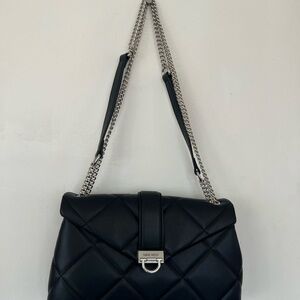 Nine West Black Quilted Shoulder Bag with Chain Strap